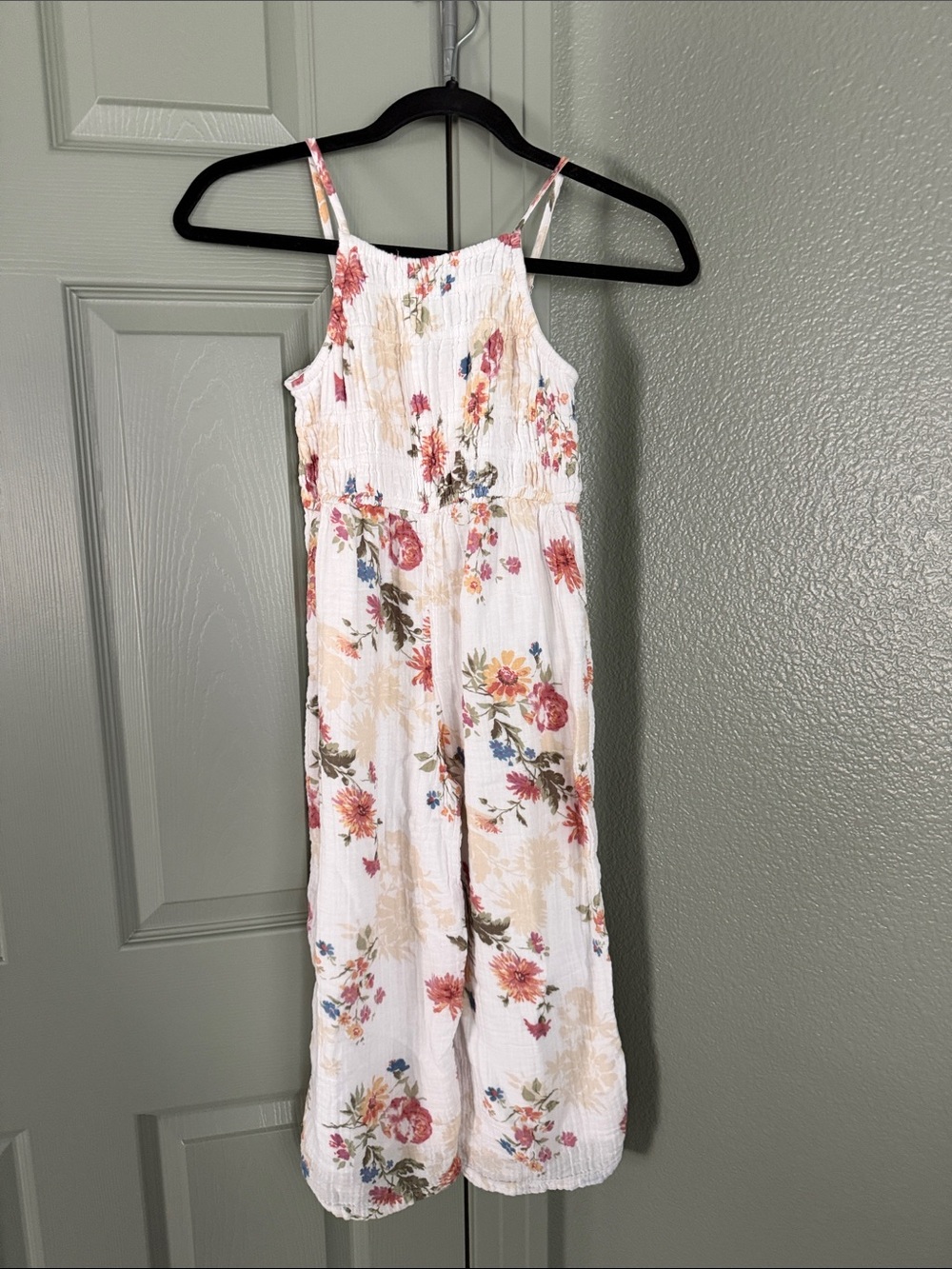 Abercrombie kids white Floral Smocked Jumpsuit